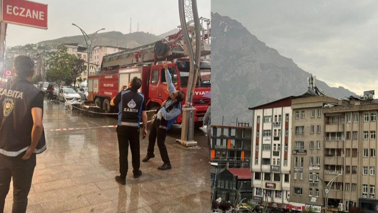 Hakkari’de fırtına çatılara zarar verdi