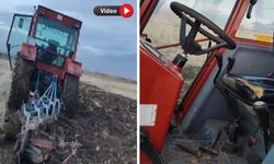 Yüksekovalı çiftçi, şoförsüz traktörüyle tarım arazisi sürüyor
