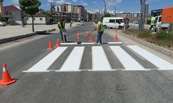 Yüksekova'da Yaya ve Okul Geçidi Çizgileri Yenileniyor