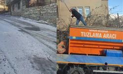 Hakkari’de yollar buz kesti, tuzlama çalışması başlatıldı