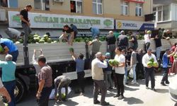 Ahlatlı çiftçi 30 ton karpuz dağıttı