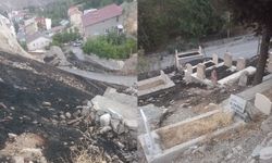 Hakkari’de anız yangınları mezarlıklara zarar veriyor