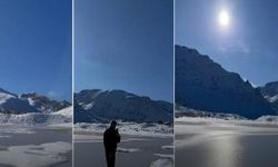 Rize’de yaylada termometreler -13’ü gösterdi, yayladaki ‘Adalı göl’ buz tuttu