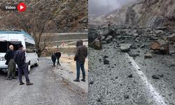 Yüksekova-Dağlıca karayolunda heyelan