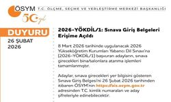 YÖKDİL’e giriş belgeleri erişime açıldı