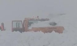 Muş-Kulp kara yolunda iş makinesinin üzerine çığ düştü