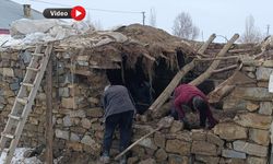 Yüksekova’da Kar Yüküne Dayanamayan Ahır Çöktü