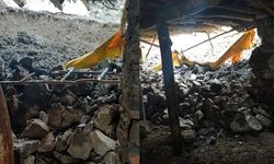 Hakkari’de yağış nedeniyle ahır çöktü