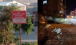 Hakkari’de uyarı tabelasını söküp aynı noktaya çöp bıraktılar