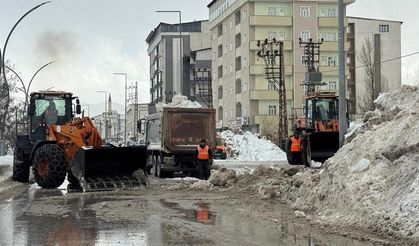 Yüksekova’da kaldırım temizliği sürüyor
