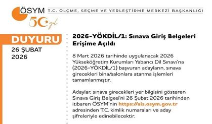 YÖKDİL’e giriş belgeleri erişime açıldı