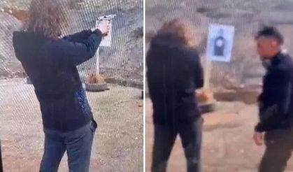 Polis babanın, oğluna atış talimi yaptırdığı görüntüler ortaya çıktı