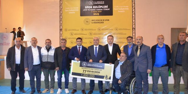 Muş'ta amatör spor kulüplerine 1 milyon 650 bin nakdi destek verildi