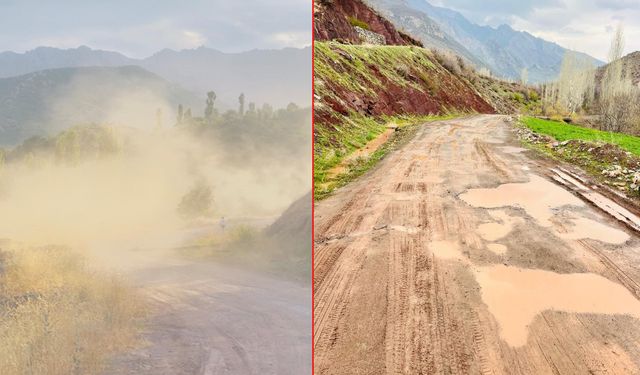 Şemdinli'de Aktütün yolu çileye dönüştü:Yazın toz, kışın çamur
