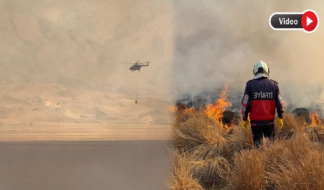 Yüksekova’daki Nehil Sazlığı’ndaki yangına havadan müdahale ediliyor
