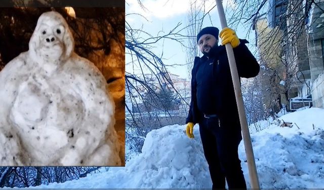 Hakkarili genç kardan goril yaptı