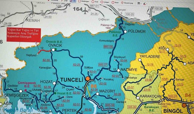 Tunceli’de yoğun kar yağışı nedeniyle birçok il yolu ulaşıma kapatıldı