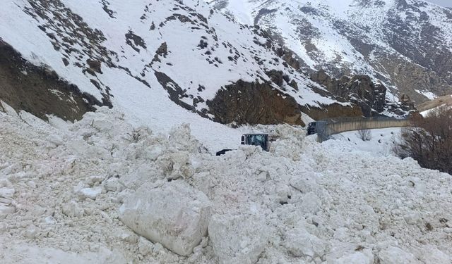 Yüksekova’da Köy Yoluna Düşen Çığ Temizlendi