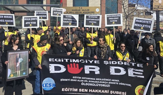 Hakkâri’de Eğitim Sen’den “Okullarda Şiddete Artık Yeter” Yürüyüşü