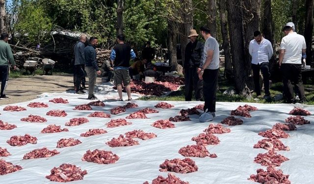 Yüksekova’da  etler tüm köye eşit dağıtıldı