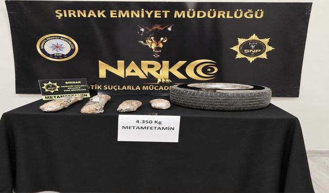 Şırnak’ta stepneye gizlenmiş 4 kilo metamfetamin ele geçirildi