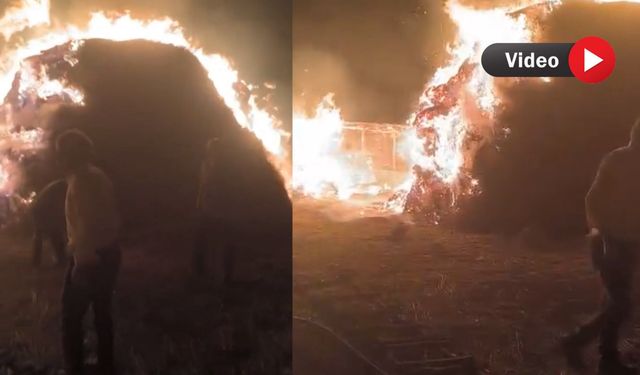 Hakkari’de korkutan yangın: Binlerce ot balyası küle döndü