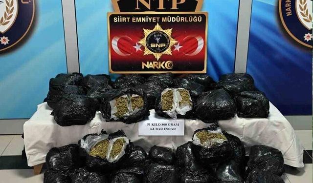 Siirt’te uyuşturucu operasyonu: 51 kilo 800 gram esrar ele geçirildi
