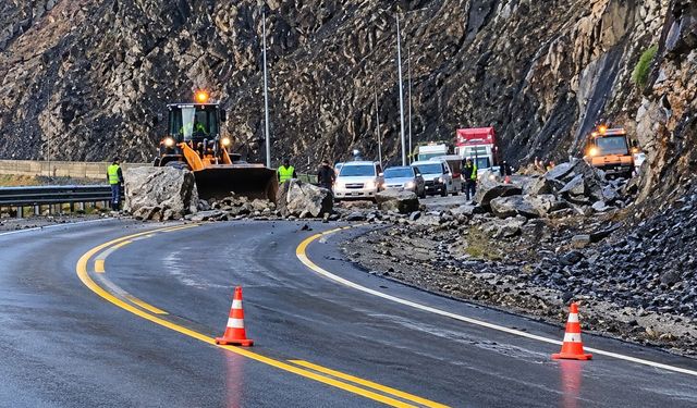 Hakkari-Van yoluna kaya düştü: Ulaşım durdu