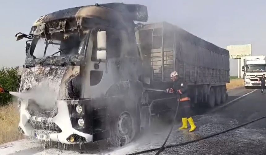 Şanlıurfa’da alev alan tır kullanılamaz hale geldi