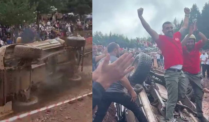 Off-Road yarışlarında yürekleri ağza getiren kaza