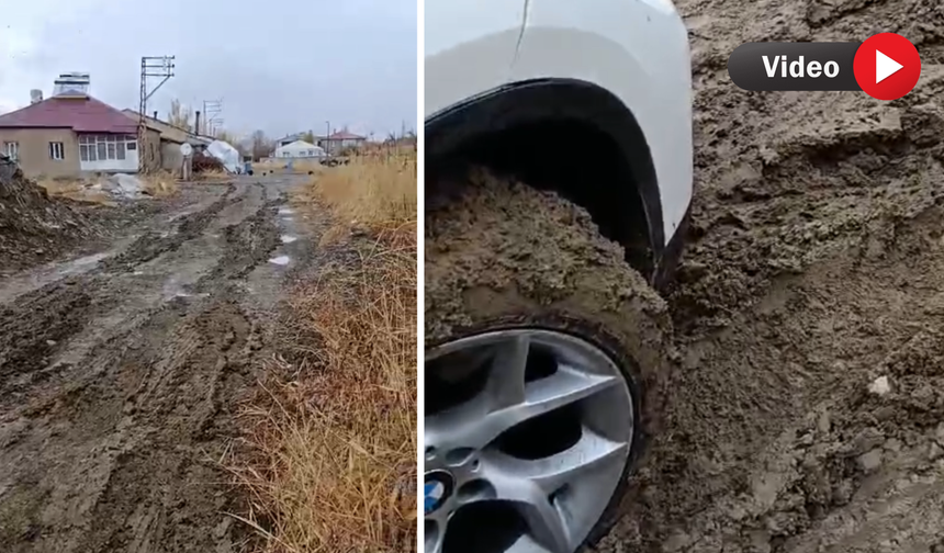 Yeni Mahalle’de yağmur sonrası araçlar çamura saplandı