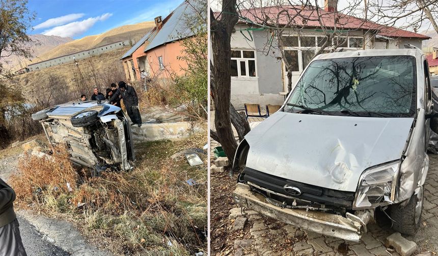 Yüksekova’da kontrolden çıkan araç devrildi