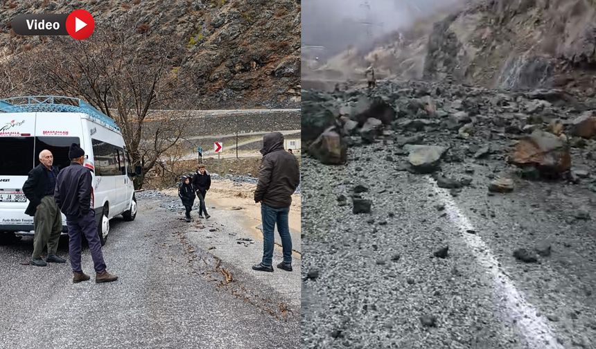 Yüksekova-Dağlıca karayolunda heyelan