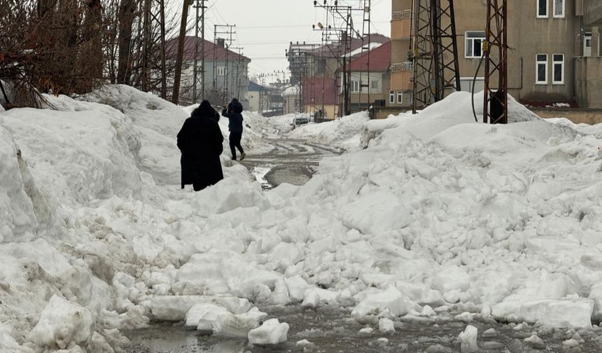 Çatıdan Düşen Kar Kütleleri Mahalle Yolunu Kapattı