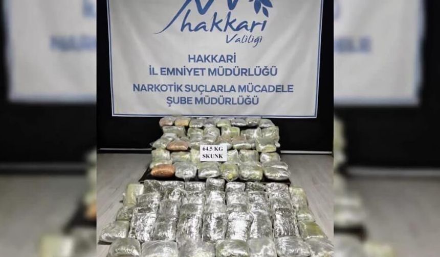 Yüksekova’da uyuşturucu operasyonu: 64,5 Kilo Skunk Ele Geçirildi