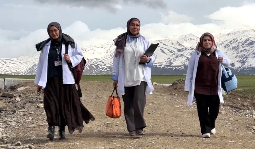 Yüksekova'da fedakar ebeler zorlu arazi şartlarında gebelere ulaşıyor