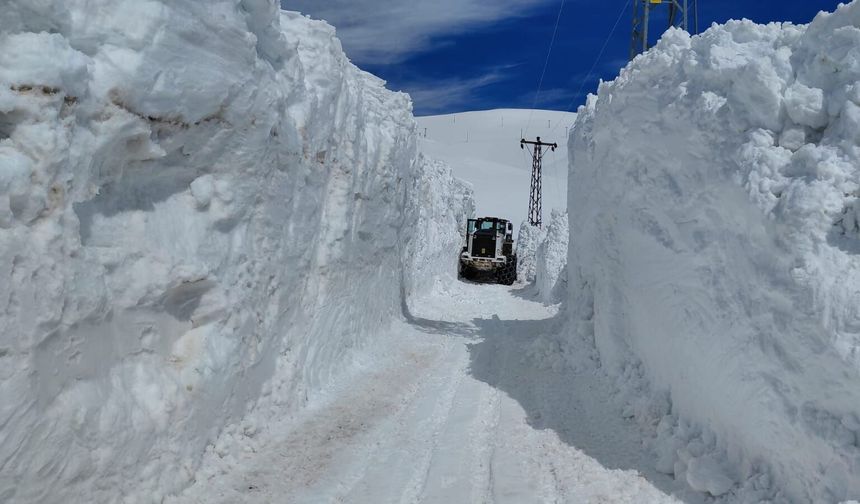 Yüksekova'da üs yolları için karla zorlu mücadele