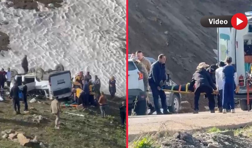 Yüksekova’da köylüleri taşıyan araç kaza yaptı