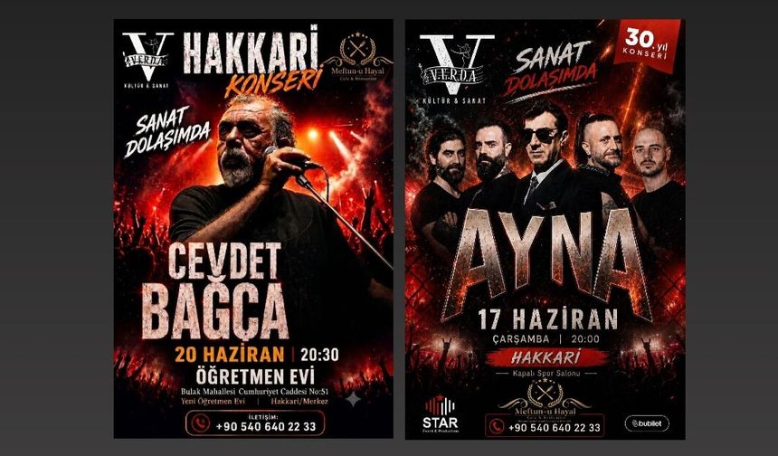 Hakkari’de Grup Ayna ve Cevdet Bağca konser verecek