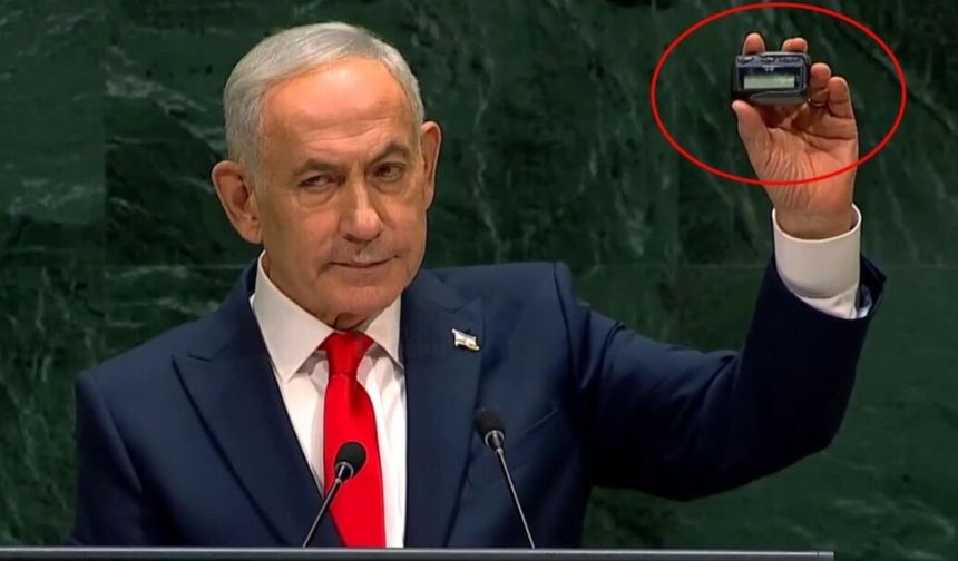 Netanyahu Erdoğan'ı hedef aldı, Dünyayı elindeki bu cihazla tehdit etti