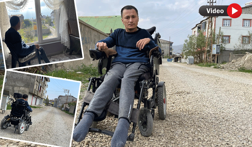 Engelli vatandaş toprak yol yüzünden akülü arabasını kullanamıyor